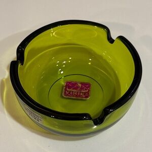 Viking Glass Ashtray in Beautful Olive Green- American Vintage